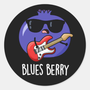 Blues Berry Funny Fruit Pun Mörk BG Runt Klistermärke