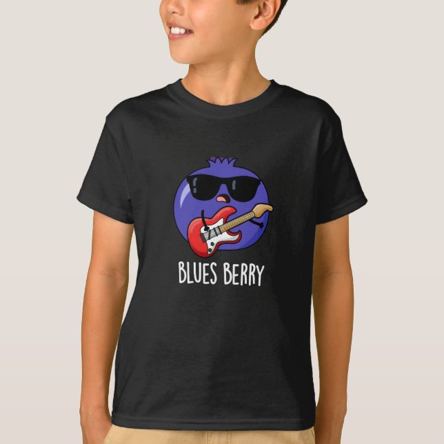Blues Berry Funny Fruit Pun Mörk BG T Shirt (Framsida)