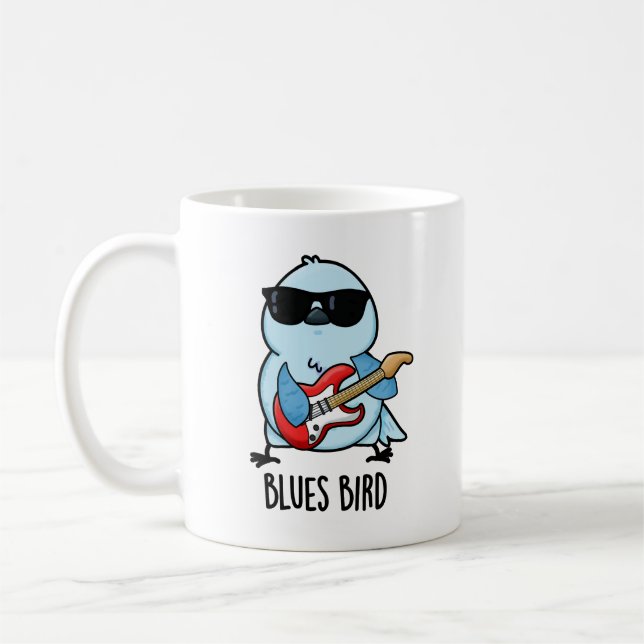 Blues Bird Funny Bluebird Pun Kaffemugg (Vänster)