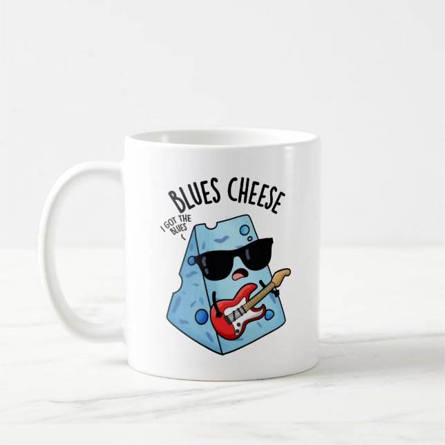 Blues Cheese Funny Food Pun Kaffemugg (Vänster)