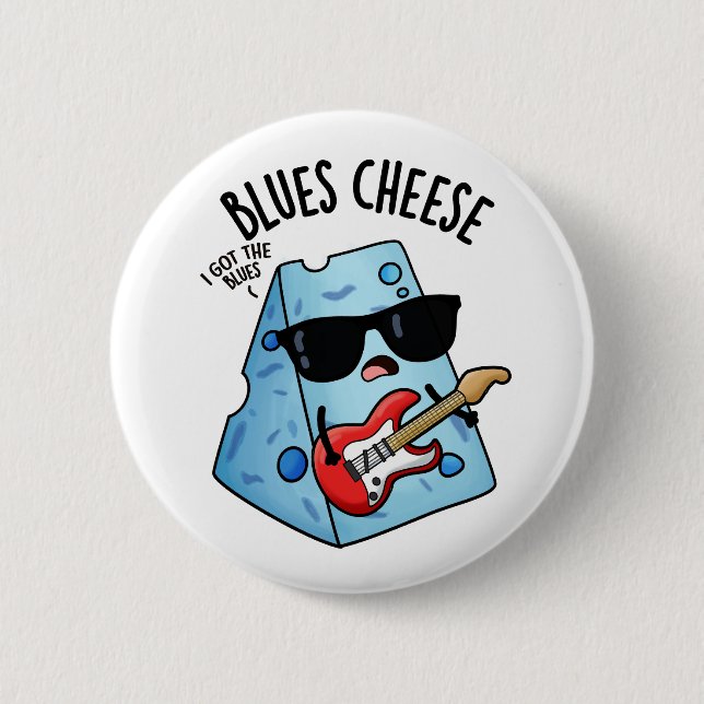 Blues Cheese Funny Food Pun Knapp (Framsida)