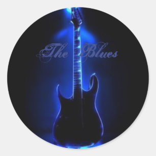 Blues Guitar-bilden på Round Stiker Runt Klistermärke