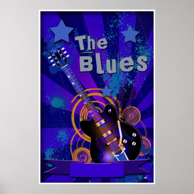 Blues Guitar Starburt Poster (Framsidan)