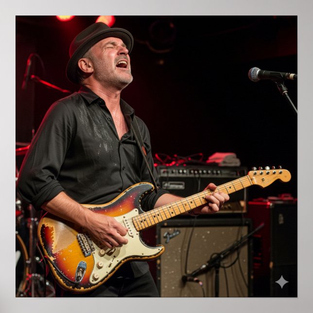 Blues Guitarist Poster (Framsidan)