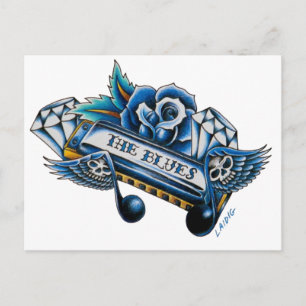 Blues Harmonica Flash Art Vykort