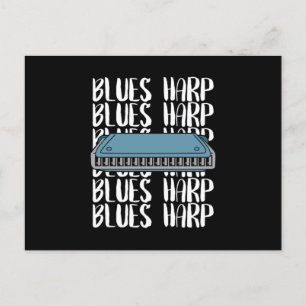 Blues Harp Harmonica Music Ljud Instrument Gift Vykort
