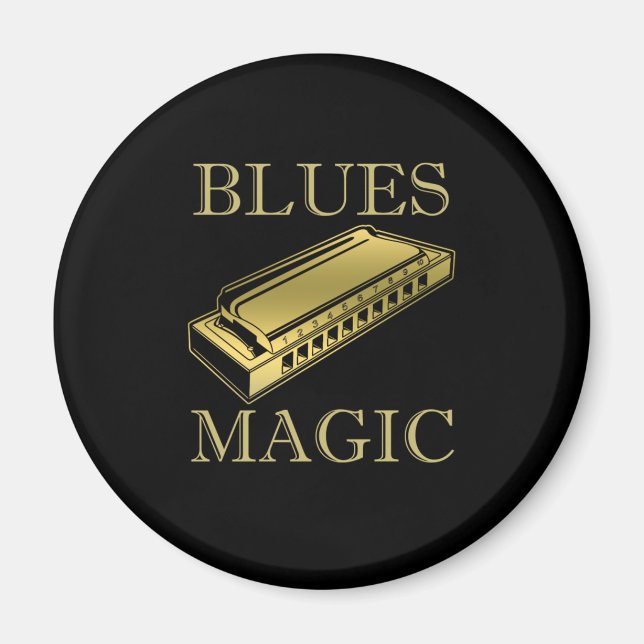 Blues Magic Instrument Harmonica Music Ljud Gift Magnet (Framsidan)