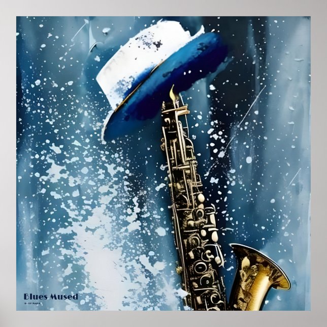Blues Mused AI Fantasy Digital Art Print Jazz Poster (Framsidan)