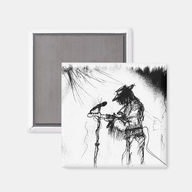Blues Music Live Band Gitarr Sketch Art Magnet (Front/Back)