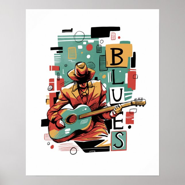 Blues Musician abstrakt Poster (Framsidan)