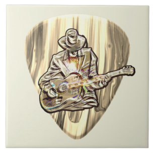 Blues Musician bakom Plockan - Känn musiken Kakelplatta