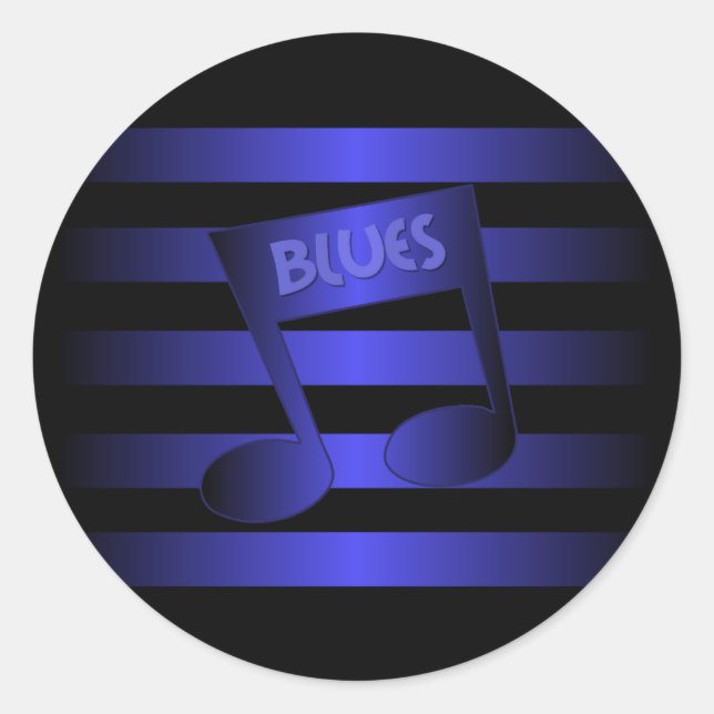 blues musik runt klistermärke (Framsida)