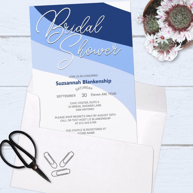 Blues Navy Carolina Robins Egg Vågrät Streams Inbjudningar (Skapare uppladdad)