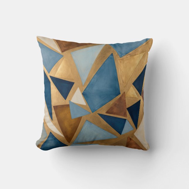 Blues och metall geometrisk abstrakt kudde (Framsida)