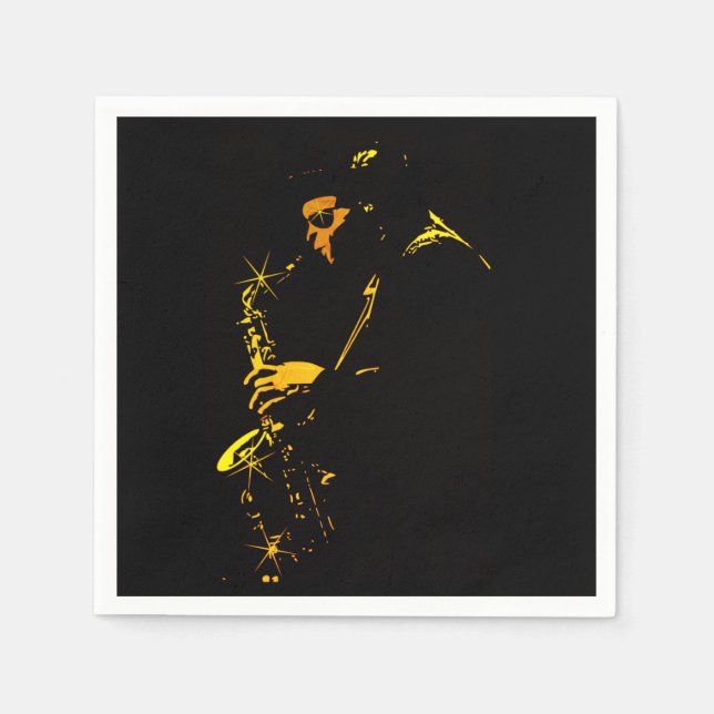 Blues Saxofonmusiker Pappersservetter  (Framsidan)