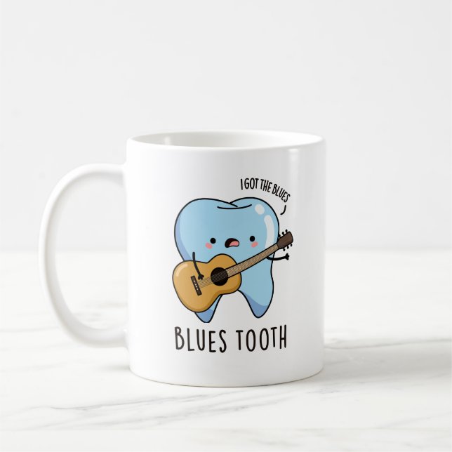 Blues Tooth Funny Dental Music Pun Kaffemugg (Vänster)