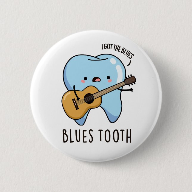 Blues Tooth Funny Dental Music Pun Knapp (Framsida)