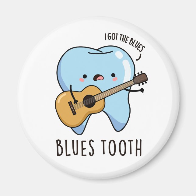 Blues Tooth Funny Dental Music Pun Magnet (Framsidan)