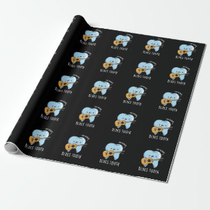 Blues Tooth Funny Dental Music Pun Mörk BG Presentpapper