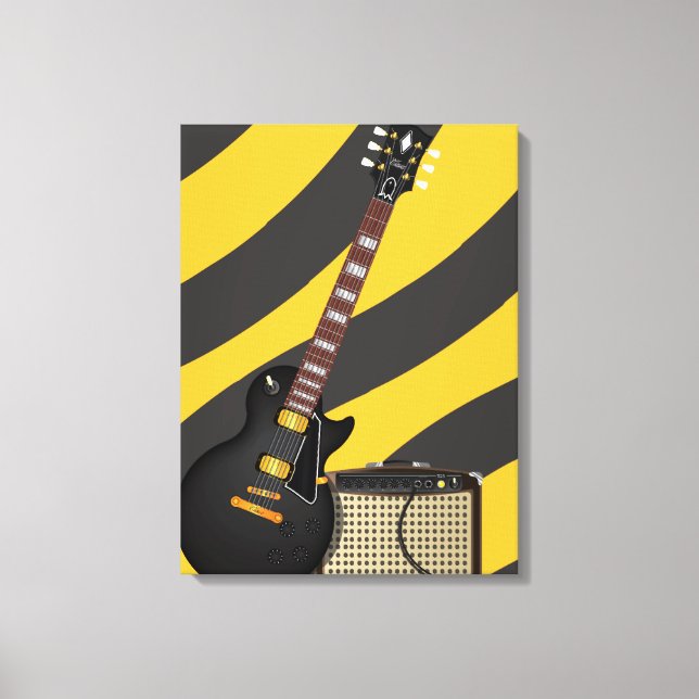 Bluesgitarr tecknad serie canvastryck (Framsida)