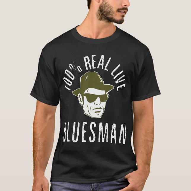 Bluesmanmörkskjorta 100% t shirt (Framsida)
