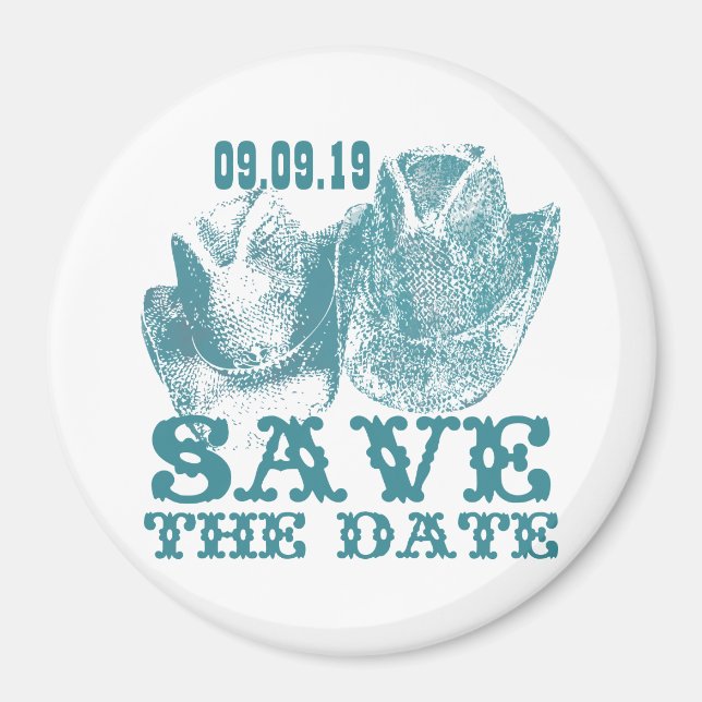 Bluestone Teal Western Horse Ranch Farm Bröllop Magnet (Framsidan)