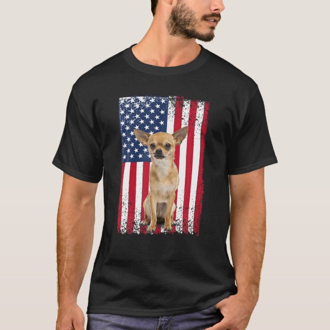 Bluetick Coonhound 4 juli Amerikanska USA flagga H T Shirt (Framsida)