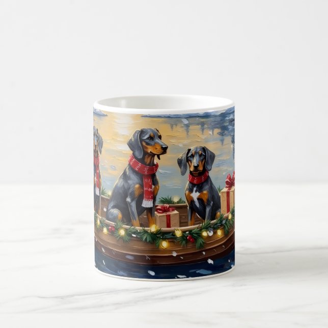 Bluetick Coonhound Christmas Boat Holiday Kaffemugg (Center)