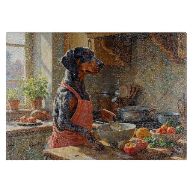 Bluetick Coonhound Cooking in Kitchen (Framsidan)