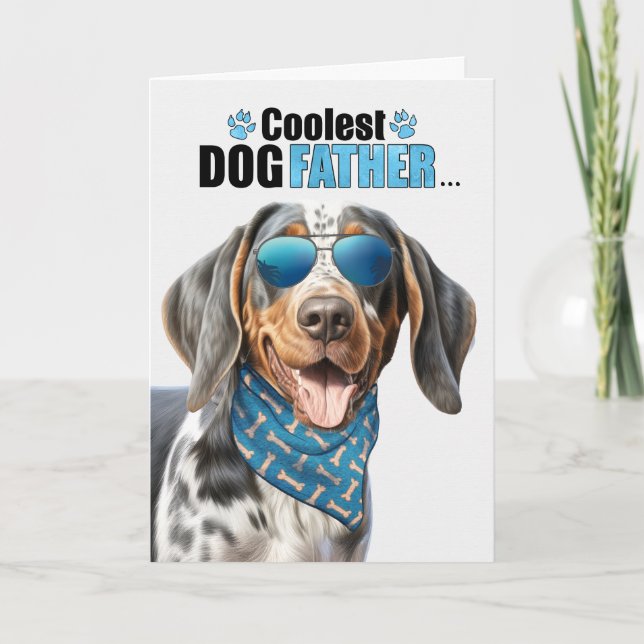 Bluetick Coonhound Coolest Pappa Alltid Fars dag Helgkort (Framsida)