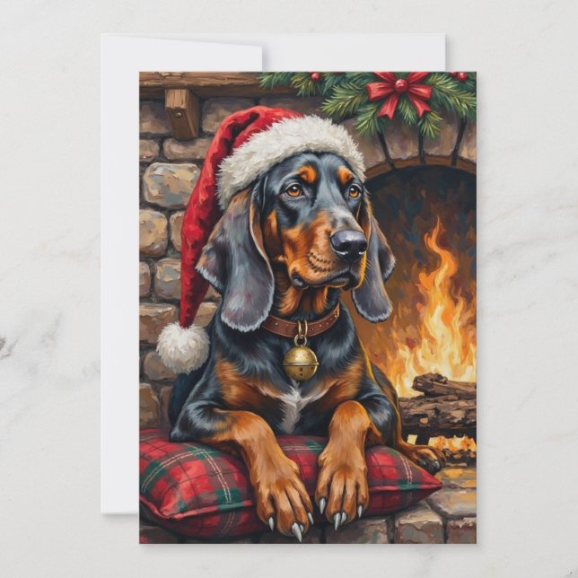 Bluetick Coonhound Dog Cozy Lodge Christmas Julkort (Framsida)