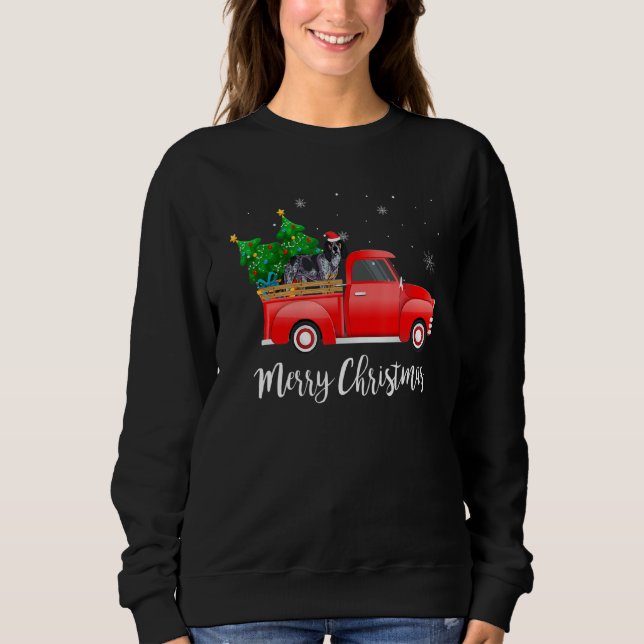 Bluetick Coonhound Dog Riding Red Truck Christmas T Shirt (Framsida)