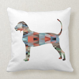 Bluetick Coonhound Geometric Mönster Silhouette Kudde
