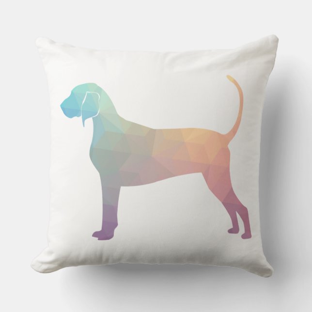 Bluetick Coonhound Geometric Silhouette i Pastels Kudde (Framsida)