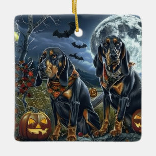 Bluetick Coonhound Halloween Kuslig Julgransprydnad Keramik