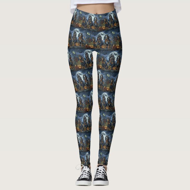 Bluetick Coonhound Halloween Kuslig Leggings (Framsida)