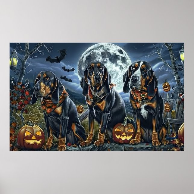 Bluetick Coonhound Halloween Kuslig Poster (Framsidan)