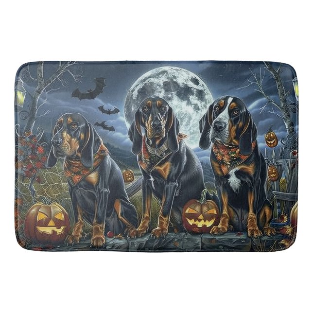 Bluetick Coonhound Halloween Spooky Badrumsmatta (Framsidan)