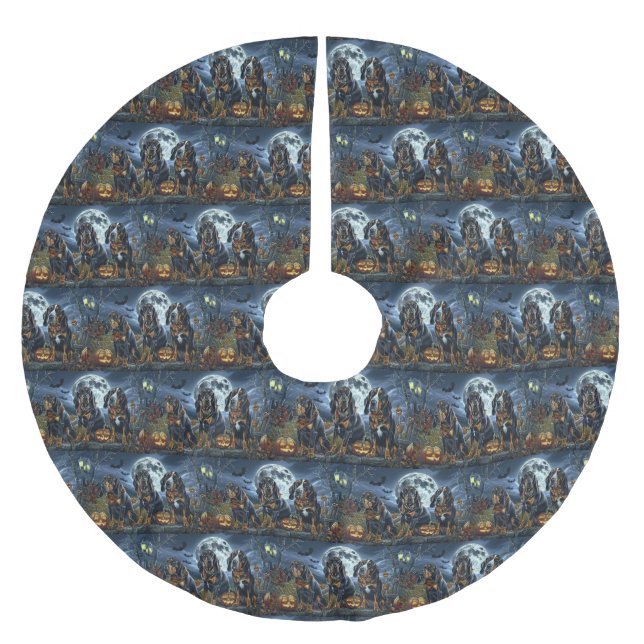 Bluetick Coonhound Halloween Spooky Julgransmatta Borstad Polyester (Framsidan)