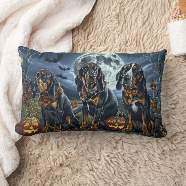 Bluetick Coonhound Halloween Spooky Lumbarkudde (Filt)