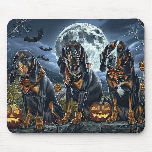 Bluetick Coonhound Halloween Spooky Musmatta (Framsidan)