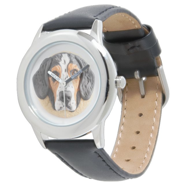Bluetick Coonhound Hund 3D Inspirerad Armbandsur (Vinklad)