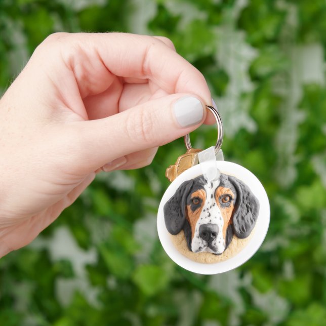 Bluetick Coonhound Hund 3D Inspirerad Nyckelring (Hand)