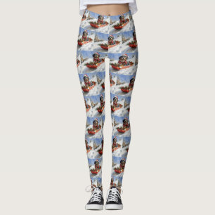 Bluetick Coonhound Hund i Släd Jul Leggings