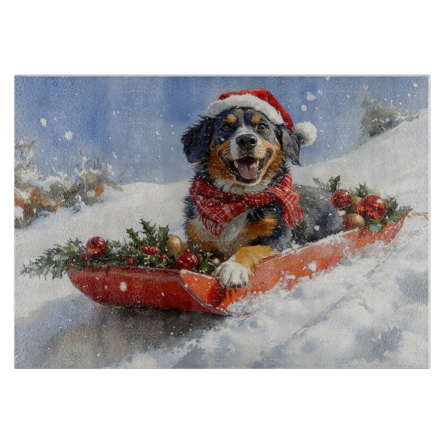 Bluetick Coonhound Hund i Slädj Jul (Framsidan)