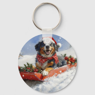 Bluetick Coonhound Hund i Sledge jul Nyckelring