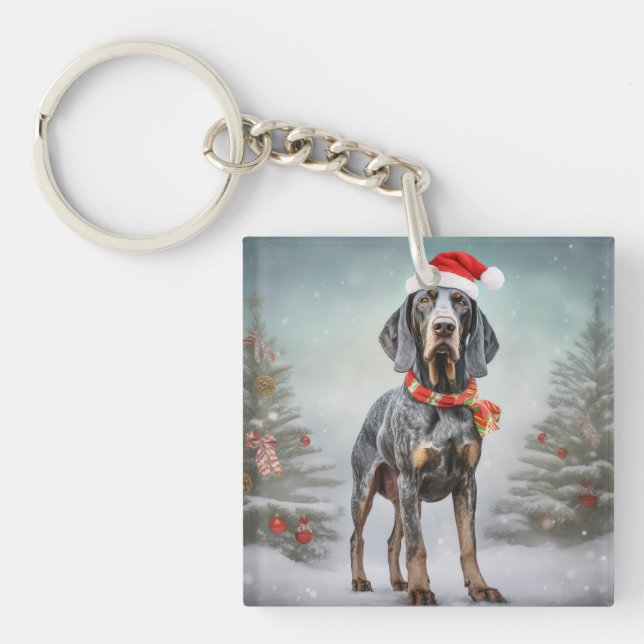 Bluetick Coonhound Hund i Snö Jul  (Framsidan)