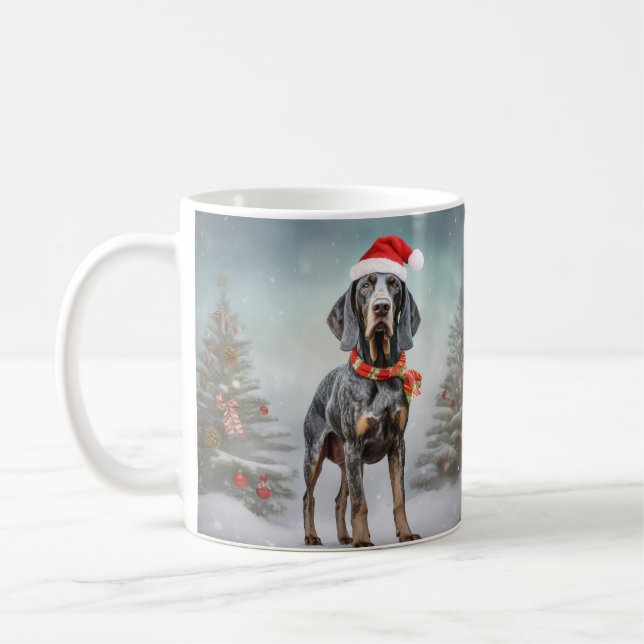 Bluetick Coonhound Hund i Snö jul Kaffemugg (Vänster)