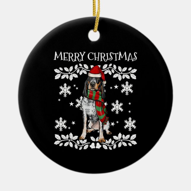 Bluetick Coonhound Hund jul Ornament Julafton (Framsidan)