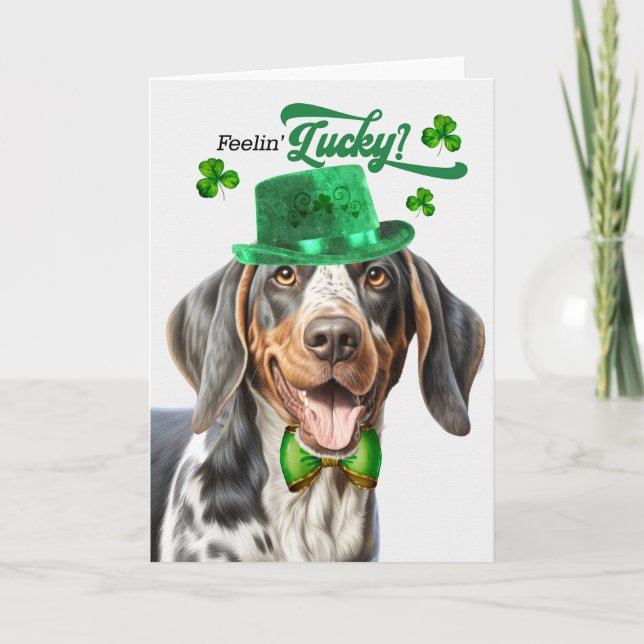 Bluetick Coonhound Hund Lucky St patrick's day Helgkort (Framsida)